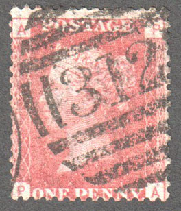 Great Britain Scott 33 Used Plate 134 - PA - Click Image to Close